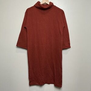 Ann‎ Taylor Loft Turtleneck Ribbed Stretch Sweater Dress XXS Burnt Orange NWT